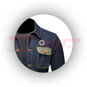 Nouvelle veste en jean personnalisée, légère, respirante, grande taille pour hommes, col montant, tissu en toile, style décontracté, vente en gros - Product Image 5