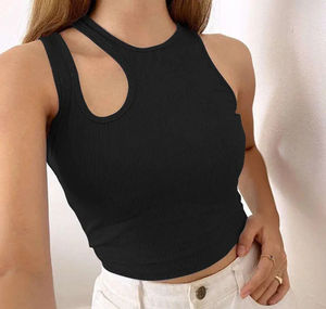 Camiseta sin mangas para mujer de último diseño, tela de algodón, para correr, Fitness, Camiseta corta para mujer, talla de EE. UU., para mujer, camiseta sin mangas, OEM, ODM, logotipo personalizado - Product Image 2