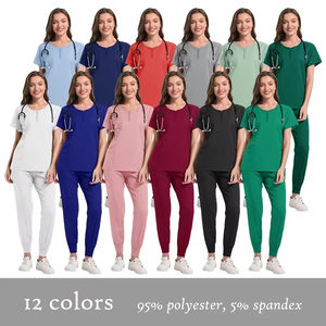 Conjunto de Uniforme Médico Personalizado con Logotipo para Mujer, Cuello en V de Algodón, Pantalones Jogger, Ropa Cómoda para Hospital - Product Image 2