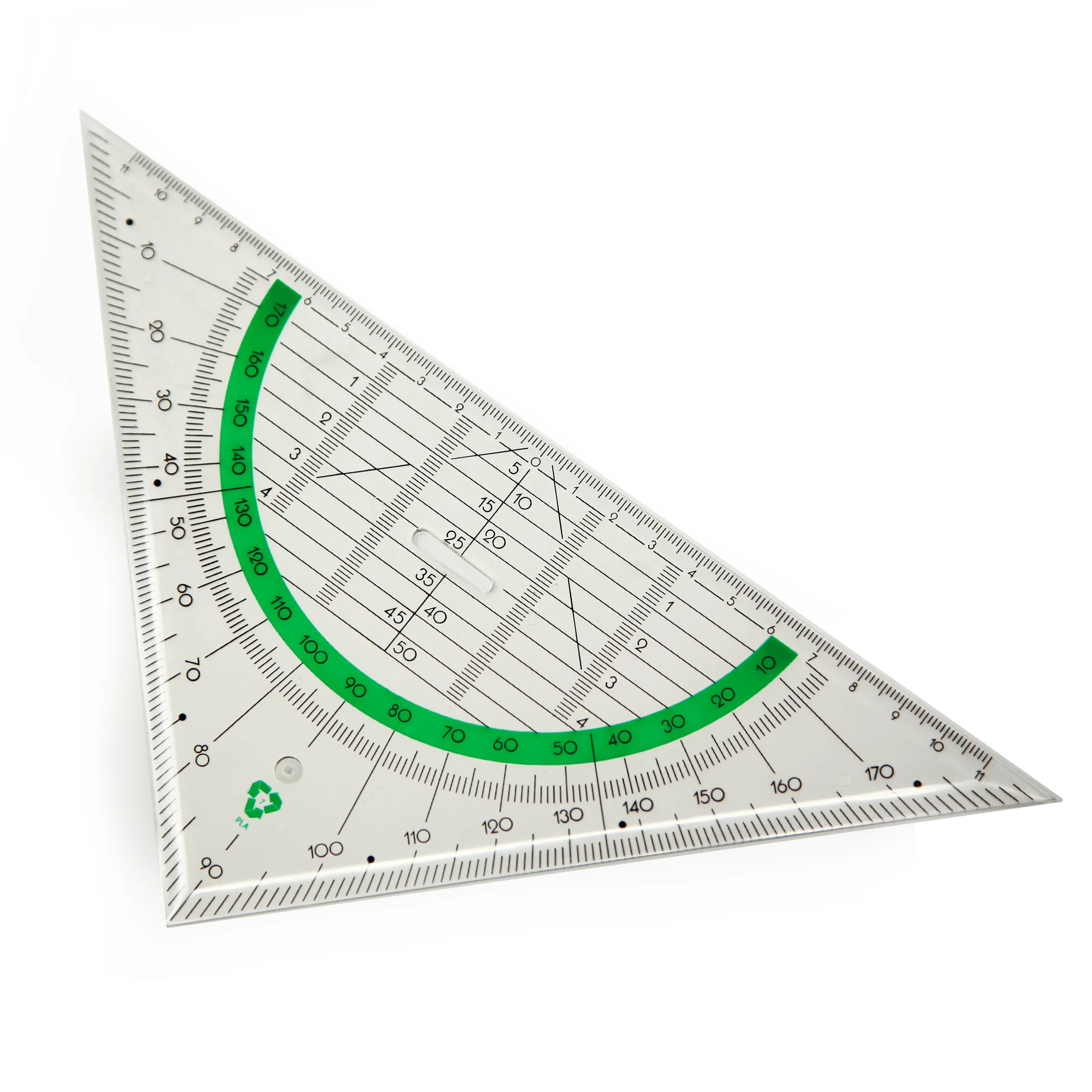 Diploma de escuela secundaria tendencia transparente compostable PLA polylacticacid plástico biodegradable geodreieck 25 cm para la escuela