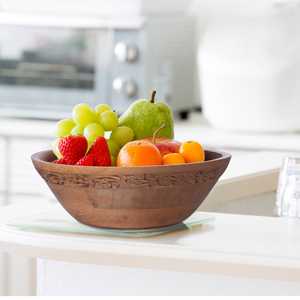 Grand bol décoratif en bois brûlé Jasmine de style rustique moyen pour les occasions d'anniversaire - Product Image 2