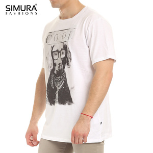 SIMURA <b>Men's</b> White <b>Cool</b> Dog Print Casual <b>T</b>-<b>Shirt</b> Short Sleeve O-Neck Regular Fit Cotton Jersey Breathable Character Design - Product Image 3