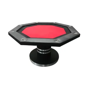 Роскошный стандартный деревянный Стильный складной красный покерный стол с держателями для чашек, доступен в высококачественной восьмиугольной форме