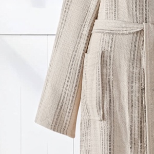 Peignoir en coton turc Santorini, rayures bronzées, style kimono - Product Image 2