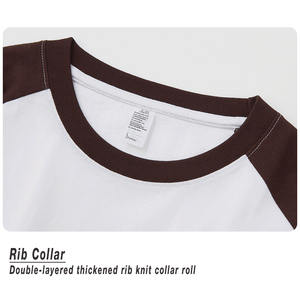 STREETLAB Custom Raglan Long Sleeve T-Shirt 250g Cotton <b>White</b> Black Colorblock Unisex Streetwear Men's Loose Fit - Product Image 3
