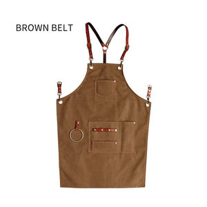 Tablier à bavette en toile de coton avec impression de logo personnalisé étanche à l'huile pour magasin de thé au lait Cuisine Travail Occasions de fête - Product Image 3