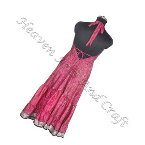 Nouveautés Robe à col en V Robe longue élégante et décontractée pour femmes Robe d'été de plage sari à imprimé vintage sans manches personnalisée - Product Image 2
