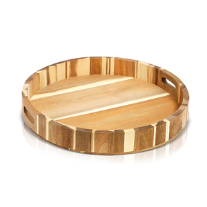 Plateau en bois massif taille et logo personnalisés vaisselle de petit déjeuner ustensiles de cuisine plateau de service vaisselle produits décoratifs - Product Image 6