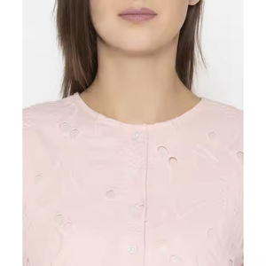 New Fashionable O-Neckline Casual <b>Dress</b> Women Girls Professional Customized Pink <b>Shirt</b> Lace Decoration Reasonably Priced India - Product Image 4