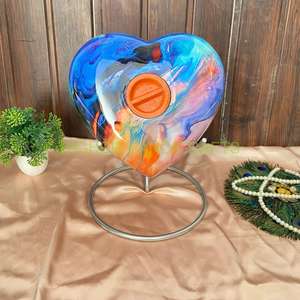 Ocean Waves Heart Unique Metal Cremation Urn Set of 4 Velvet Case for <b>Ashes</b> Cemetery Funeral Supplies for <b>Pet</b> Burial - Product Image 5