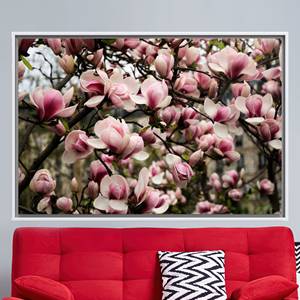 Pink Magnolia Printed <b>Canvas</b> Art: Elegant Floral Decor for Home,1P:White <b>Framed</b> - Product Image 1