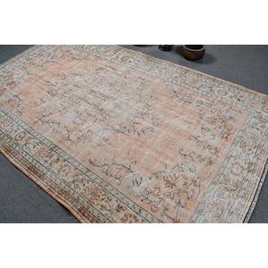 Tapis turc vintage 5.7 x 9.9ft rose blanc laine plat tissage Patchwork motif pour salon décor ou couloir Latex soutenu - Product Image 4