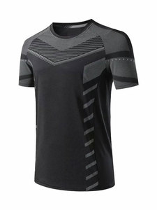 Service OEM en gros, t-shirts personnalisés pour hommes, motif uni, tricotés en coton/fibre de bambou, séchage rapide, respirants, vêtements de sport, course à pied - Product Image 2