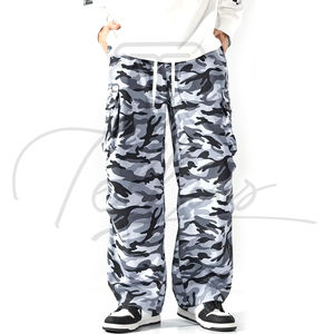 Pantalons baggy formels pour hommes sur mesure en gros, en toile légère, taille mi-haute, camouflage - Product Image 2