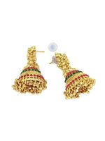 Boucles d'oreilles Jhumka de temple de haute qualité, dernières créations, plaquées or, style ethnique traditionnel, ornées de pierres Kundan et motif Paisley, avec cristaux