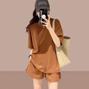 Tallas grandes 2024, novedad de verano, pantalones cortos de manga corta a la moda informal elegante para mujer, conjunto de 2 piezas, ropa deportiva, traje elegante - Product Image 3