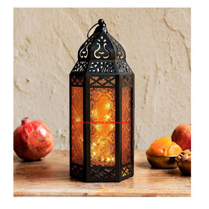 Linterna con acabado en polvo decorado con metal negro marroquí para decoraciones navideñas o de Ramadán - Product Image 5