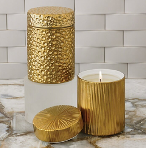 Ensemble de pots à bougie texturés or. Choisissez votre style métallique préféré, disponible au prix de gros - Product Image 1