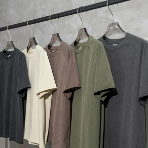 Camisetas de Algodón Estampadas Personalizadas con Lavado Vintage para Hombre, Estilo Urbano, Manga Corta, Tinte Liso, Cuello Redondo, Ajuste Holgado, Talla Grande - Product Image 1