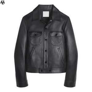 แจ็คเก็ตหนังแท้สำหรับผู้ชาย ดีไซน์ทันสมัย ปรับแต่งได้ คอตั้ง ปิดด้วยซิป กันลม ระบายอากาศได้ดี - Product Image 1
