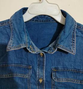 Venta caliente nueva moda mujer Casual verano manga larga camisa de mezclilla con botón frontal de gran tamaño transpirable tejido Bangladesh - Product Image 6