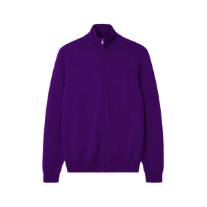 Wholesale 100% Cotton <b>Men's</b> Stand Collar Zip <b>Knit</b> <b>Cardigan</b> Breathable Quick Dry Solid Winter Sweater Anti-Pilling OEM ODM - Product Image 3