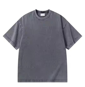 Camiseta Vintage de lavado ácido para hombre 100% algodón de gran tamaño patrón sólido impresión Digital Logo estilo Formal - Product Image 4