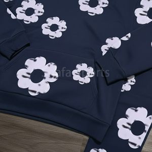 Wholesale Price <b>Men's</b> Casual Wear Denim-Tearrs <b>Tracksuit</b> Color Block Fleece Pullover Hoodie And Sweat Pants <b>Tracksuit</b> Set - Product Image 3