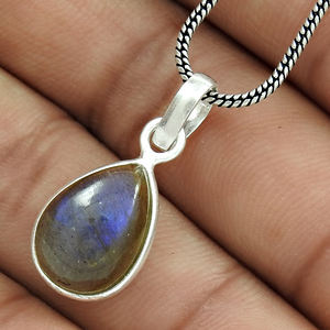 Pierre précieuse de Labradorite naturelle Pendentif en forme de larme en argent sterling 925 Bijoux faits à la main Prix d'usine de gros Fournisseurs en vrac - Product Image 2