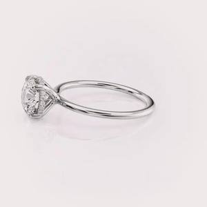 IGI Certified Round Lab Created Diamond Engagement <b>Ring</b> Solid 925 Sterling Silver Hidden Halo Bridal <b>Ring</b> - Product Image 3