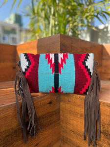 Nuevo Western Stylish Real Tooled Aztec Leather Multi Color Fringe Sling Bag Venta caliente Nueva llegada Tooled Saddle Manta Bolso - Product Image 5