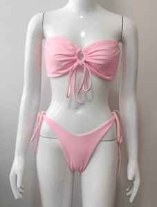 Ensemble de bikini personnalisé unisexe de haute qualité 2 pièces avec décoration de ceinture brodée en élasthanne/nylon Service OEM disponible - Product Image 3