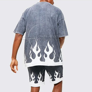 Camiseta de manga corta para hombre, camiseta de lavado ácido al por mayor, camiseta de lavado ácido OEM con logotipo personalizado de talla grande, Camiseta de algodón con lavado ácido - Product Image 4