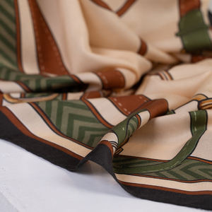 Heritage Equestrian Belt Chain Motif Classic <b>Silk</b> Wool Long Casual Shawl Hand Rolled Hem Luxury Winter Warm Pashmina - Product Image 1