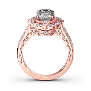 Jeulia Vintage Halo <b>Emerald</b> Cut Rhodium Plated Sterling <b>Silver</b> Engagement <b>Ring</b> - Product Image 2