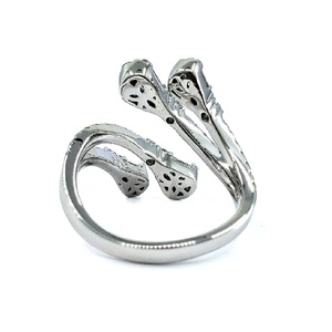 Meilleure fabrication de haute qualité 18K or blanc massif véritable diamant rond et bague en grappe baguette pour dames pour les mariages - Product Image 3