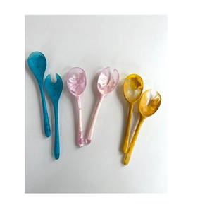 Cuillère à salade en résine polie, couverts faits à la main en Inde, de haute qualité, écologiques, best-seller, artisanat Saniya - Product Image 1