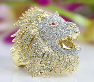 8.00Ct VVS Ice Out Moissanite Or Jaune Diamant Rond Style Hip Hop Bague de Fiançailles Homme Argent Sterling 925 - Product Image 5