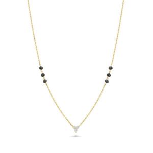 Tres diamantes Triad Mangalsutra Radiant Gold Jewelry Stonewels Diseño DE BODA clásico con cuentas negras tradicionales - Product Image 5