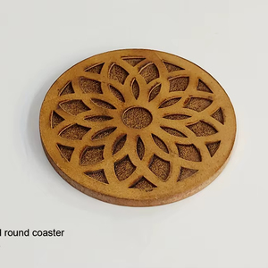 Sous-verre rond en MDF avec motif madala, gravure artisanale, nouvel article, léger - Product Image 1