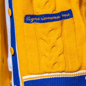 Sigma เสื้อสเวตเตอร์คาร์ดิแกนแกมมา Rho มีสีกำหนดเองและสเวตเตอร์ถักปักสำหรับเสื้อกันหนาวทีมโรงเรียนพี่น้องวิทยาลัย - Product Image 3