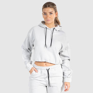 OEM Wholesale Pullover <b>Sweatshirt</b> <b>For</b> <b>Women</b> <b>Long</b> Sleeve Fleece Custom Crop Top Hoodie Plus Size Winter Season Washed Technique - Product Image 1