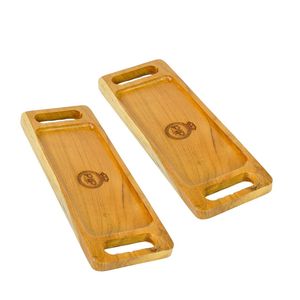 Bandeja de madera rústica de primera calidad, asas de fácil agarre, minimalista para servir en bodas, mesa de centro, cocina, comedor, decoración elegante para el hogar - Product Image 1