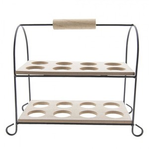 Porte-œufs moderne à double support de haute qualité en métal et en bois écologique pour la maison ou la cuisine - Product Image 1