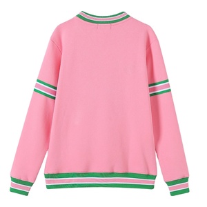 Sudadera de Forro Polar con Cuello Redondo para Hombre, Personalizada con Bordado Chenille de la Fraternidad Aka Pink, Transpirable, de Poliéster/Algodón, Talla Grande - Product Image 2