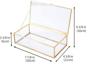 Boîte à bijoux en verre transparent à facettes décoratives avec finition laquée, facile à nettoyer et lavable, forme rectangulaire, design moderne - Product Image 3