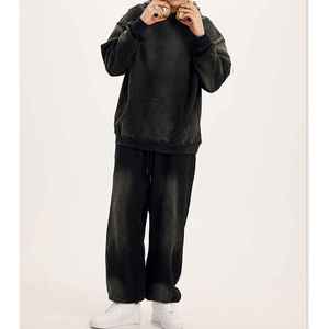 Streetwear personnalisé 500GSM Heavyweight Vintage Washed Sweat à capuche gris foncé pour hommes - Product Image 2