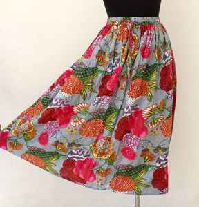 Organic Indian Cotton Floral Print Skirt Breathable Summer <b>Beach</b> <b>Cover</b>-<b>Up</b> with Free Size Natural Waistline <b>Women's</b> Gift - Product Image 2