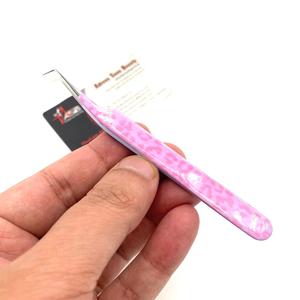 90 Degree Pink Leopard Print <b>Tweezer</b> Non Fiber Tip Sustainable Eyelash <b>Tweezer</b> Custom Logo Printing OEM Service - Product Image 3