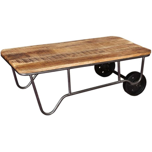 Table à café et à manger moderne en bois de manguier massif et en fer, meubles de luxe pour le salon et la chambre à coucher - Product Image 1